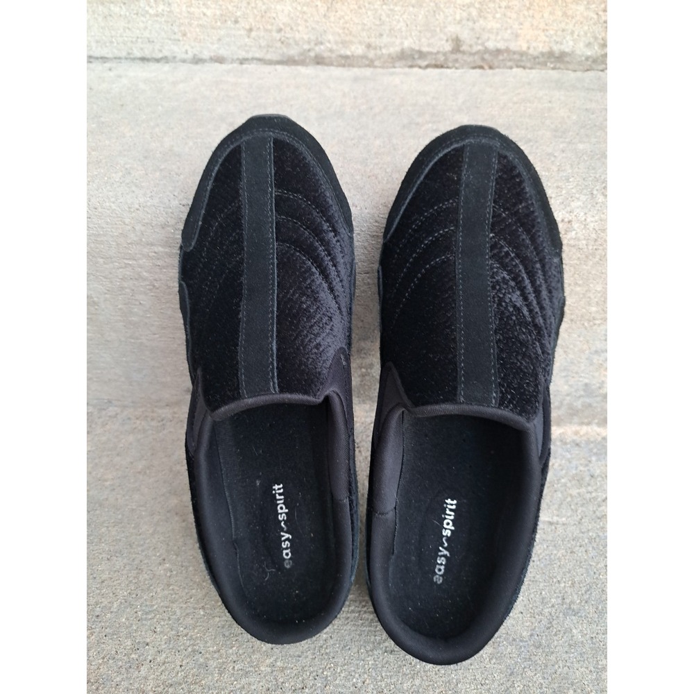 Easy‎ Spirit Women's Black Suede/Velvet  Slip-On Shoe Traveltime Clogs 10 M